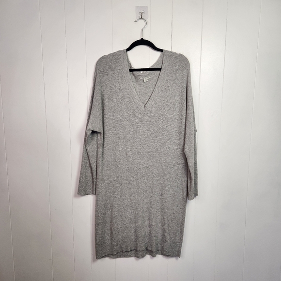 American Eagle Gray Sweater Dress V-Neck Long Sleeve Knit Tunic Size XL Cozy - Picture 2 of 6